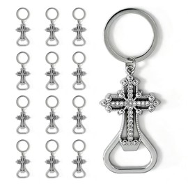 12 Pcs Portable Beer Bottle Opener Keychain, Cross Keychains With Beer Bottle Openers, Perfect As Gifts For Christian Baptisms, Communion, Or Parties