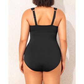 Yonique Plus Size One Piece Swimsuit for Women Tummy Control Bathing Suit Ruched Swimwear Black 18W