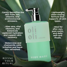 OLIOLI Gel de Baño Revitalizante 15.2oz Desintoxicante de Aloe Vera con Pro-Vitamina B5 y Botánicos Limpiador Hidratante Diario para Todos los Tipos de Piel Para Piel Seca y Sensible