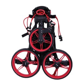 MacGregor Golf Flat Fold 3 Wheel Golf Cart - Folds Completely Flat - Black/Red
