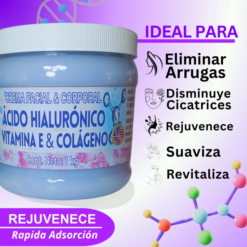 Crema De Colágeno, Vitamina E, Ácido Hialurónico Con Filtro Mixta