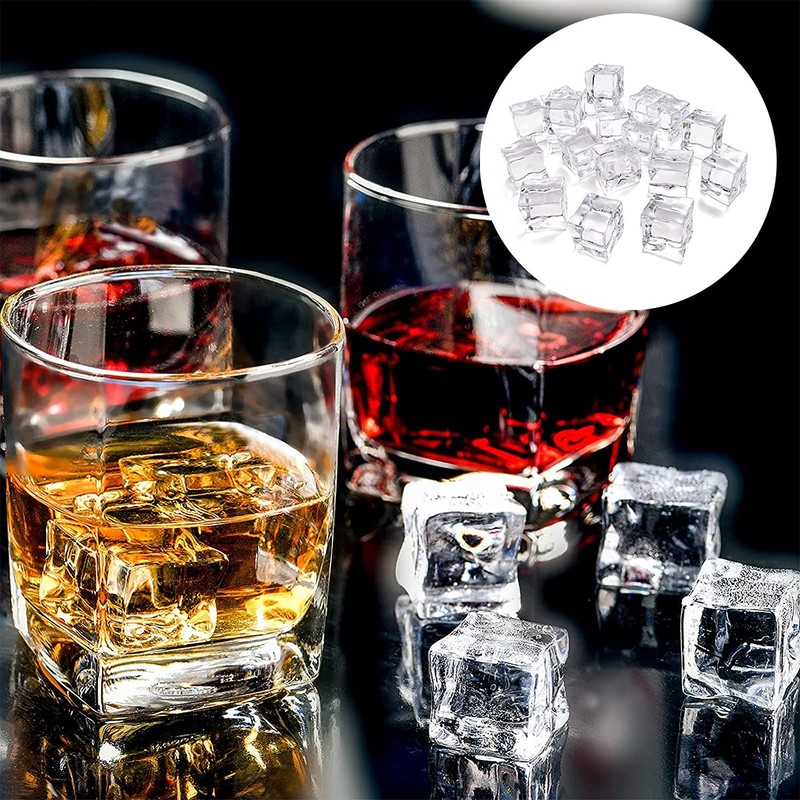 Acrylic Ice Cubes, 30 PCS Clear Fake Ice Cubes for