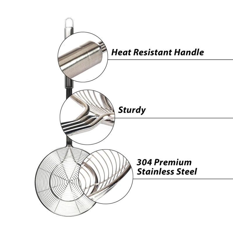 Makerstep Premium Stainless Steel Spider Strainer Skimmer Ladle, Kitchen Utensils