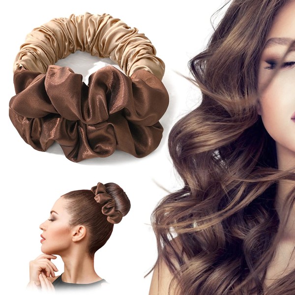Kireida® Heat-Free Hair Curler for Sleeping, No Heat Curls, Hair Band, Soft Sleep Binder, Scrunchie, Silk Curler for Long Hair Overnight (Brown)