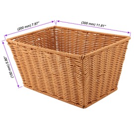 JOIKIT Rectangle Wicker Basket Storage Basket 30x20x15cm Rattan Basket Deep Bread Basket for Kitchen Home Pack of 2