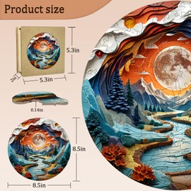 3D Vision Effect Wooden Puzzle for Adults 100 Piece Jigsaw Puzzle Unique Shape Home Decor Art Challenging Brain Teaser Wall Display Gift Wood Puzzles for Adults (S-8.5 * 8.5in-100pcs) (w4)