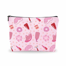 Nuckxy Pink Makeup Bag For Girls, Cosmetics Theme Makeup Bag Pouch,Birthday Gift For Friends,Sisters,Small Travel Cosmetic Bag, Women Decorations & Accessories - A14