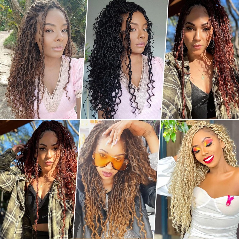 Goddess Locs Crochet Hair 22Inch 8Pack Faux Locs(27/613, 22inch(Pack of