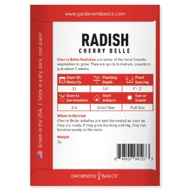 Radish Seeds for Planting - Cherry Belle Variety Heirloom, Non-GMO Vegetable Seed - 2 Grams of Seeds Great for Outdoor Spring, Winter and Fall Gardening by Gardeners Basics