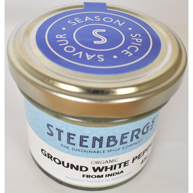 Steenbergs Organic Ground White Pepper Standard Jar - 45g