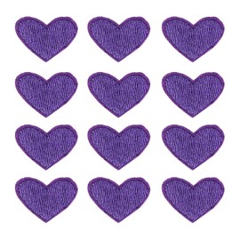 OLIREXD 40 Pcs Cute Fabric Mini Heart Patches, Iron-On Love Heart Embroidered Patch, Sew On Patch DIY Clothing Craft Decoration Accessories, Repair Decorations (Purple)