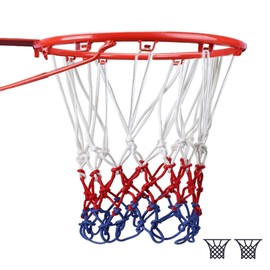 Basketball Nets 2 PCS Heavy Duty Outdoor All Weather Basketball Nets Backboard Accessories Replacement for Standard Rim Hoop (White/Red/Blue)