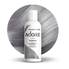 Adore Adore Semi Permanent Hair Color - Vegan and Cruelty-Free Silver Hair Dye - 4 Fl Oz - 155 Titanium (Pack of 1)