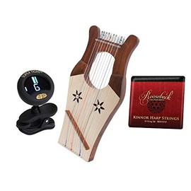 Mini Kinnor King Davids Harp Light Renaissance W/Gig Bag & Tuning Tool, Kinnor Harp Replacement String Set & Snark Clip-On Chromatic Tuner