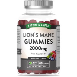 Nature's Truth Lion's Mane Gummies - 2000mg High Strength Lion's Mane Supplement - 60 Natural Berry Flavour Gummies - Vegan