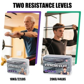 Hand Grip Strengthener Putty - 22LBS & 44LBS Resistance Therapy Putty for Finger Exercise, Arm Muscle Strengthening & Stress Relief - Exercise Putty for Adults & The Elderly (Adult)