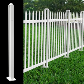 Patio Outdoor Garden Fences 32.6" H Picket Fence Post Kit for Straight Vinyl Picket Fence Panels, White PVC Decorative for Front Yard Porch Pool Air Conditioner Temporary Safety Dog Fencing