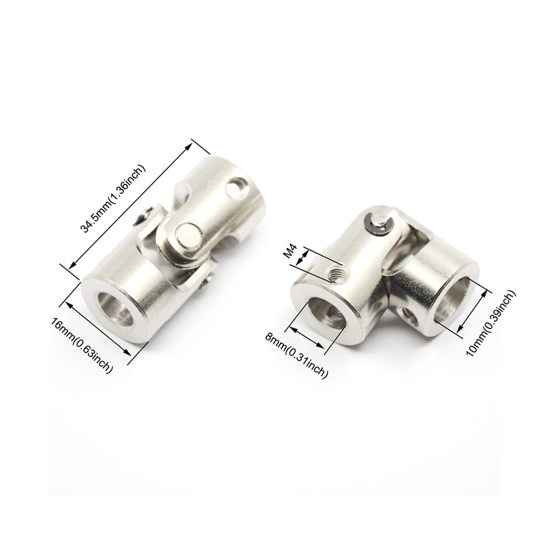 Befenybay 2 Pcs 8mm to 10mm Universal Joint Shaft Coupling