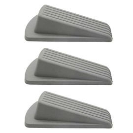 Gadgetime USA Door Stoppers for Bottom on Floors - for Carpet, Tile, Concrete & Wood - Holds Open & Prevents Lock-Outs - Home Improvement Accessories - Pack of 3, Gray
