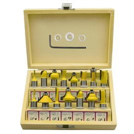 CHCYWJGJ Router Bits 15 Pieces Set, 15 Pcs 1/2in Shank and 3pc Bearings Beginner Router Bit Kit for DIY, for Doors,Tables,Shelves,DIY Wood Cutter Engraving Cutting Tools