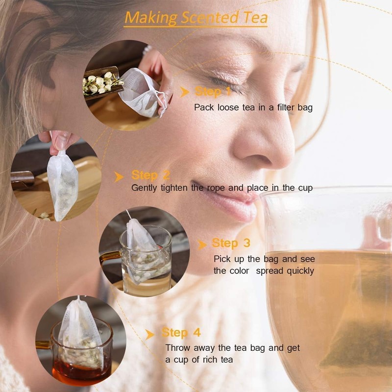 100 Pcs Empty Tea Bags Muslin Bag 8 X 10