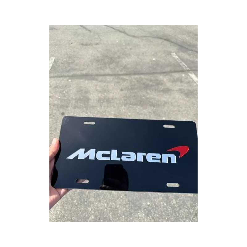 BLVD McLaren Black Mirror Acrylic License Plate Including Mounting Hardware