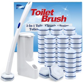 COBETE Disposable Toilet Brush Wand Kit with 56 Refills, Efficient Deep Scrubbing Toilet Bowl Cleaner Wand for Bathroom Toilet Cleaning