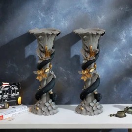 Resin Snake Pillar Candle Holder Set Resin Cobra Candle Stand for Home DecorColor: Gray, Size: One Size