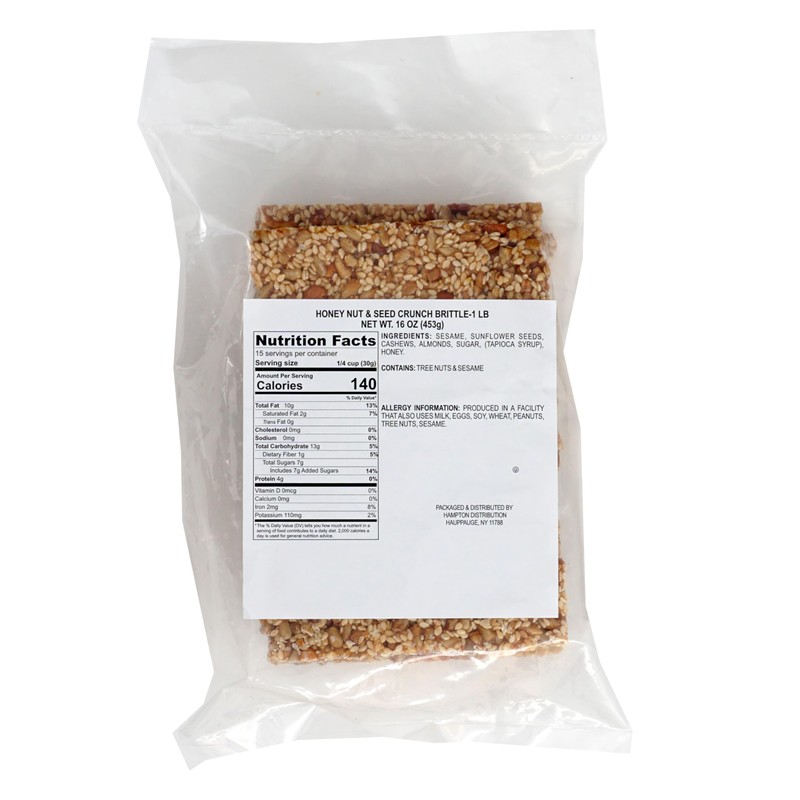 Honey Nut & Seed Crunch Brittle, 1 Pound Bulk Bag,
