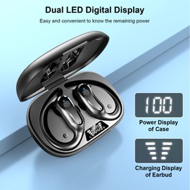 for Motorola Moto G Play (2021) Bluetooth 5.1 Headphones with Dual LED Digital Display 42Hrs Playtime, IP7 Waterproof Running Headphones with Earhooks & Mic