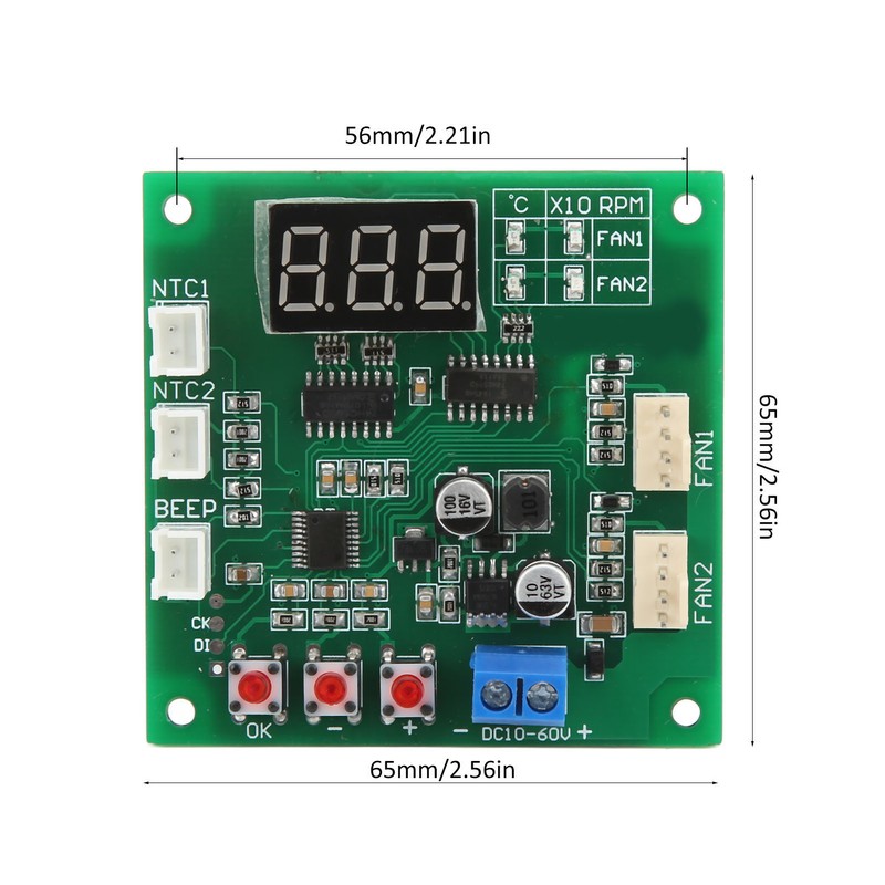 DC10‑60V 2 Channel 4 Wire Fan PWM Temperature Speed Controller