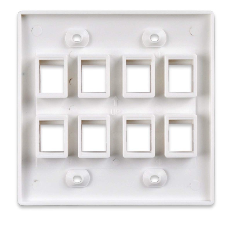 Conwork 8-Port Keystone Wall Plate 2-Gang Compatible with Standard Keystone