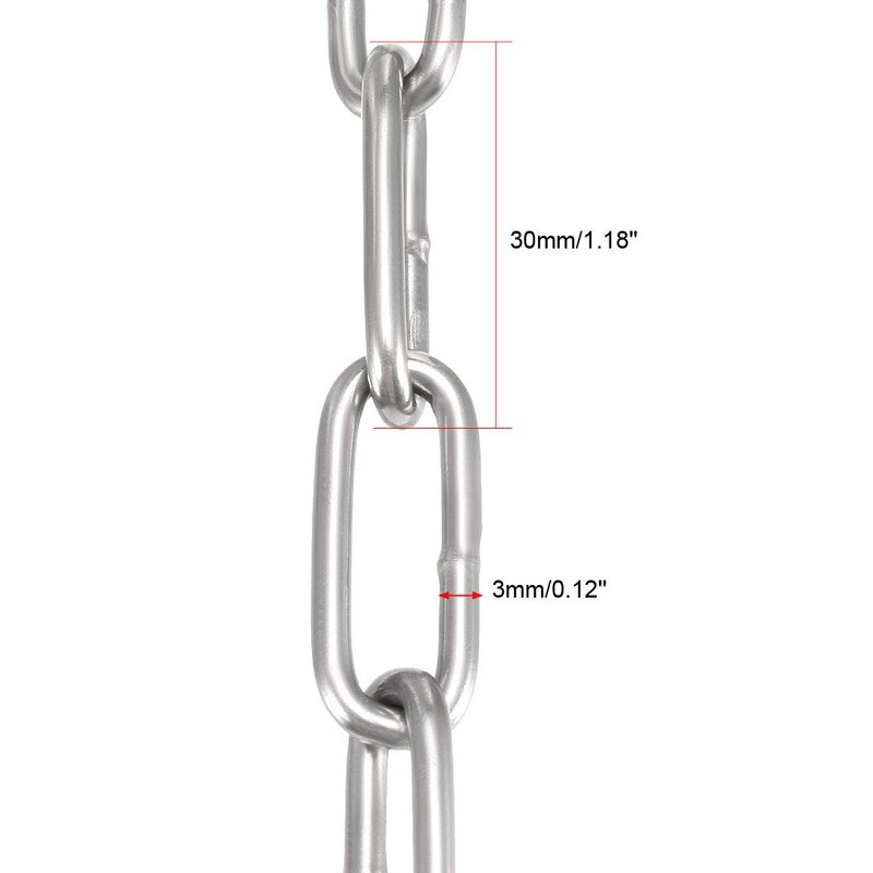 sourcing map Stainless Steel 304 Hardened Proof Coil Chain 1.5m