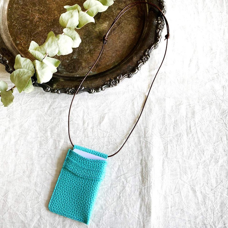 [blue bloom] bb014 ID Card Holder, Genuine Leather, Neck Strap,