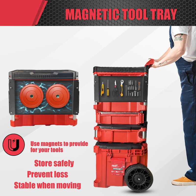 Folding Magnetic Table Compatible with Milwaukee Packout Toolbox,Powerful Magnetic Tool