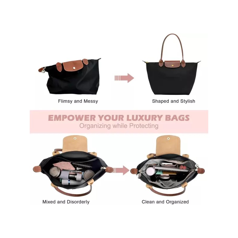 Longchamp 롱샹 르 플리지 미디엄용 키파틴 지갑 정리함 삽입물 지퍼와