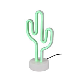 Reality Leuchten Cactus R55220101 LED Table Lamp Plastic Base White with 1.8 Watt LED Green