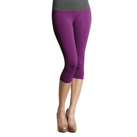 NIKIBIKI Women Seamless 3/4 Crop Capri Leggings, Made in U.S.A, One Size (Purple)