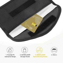 Lucaidian 2Pcs Large Faraday Bag RFID Signal Blocking Shielding Pouch Phone Wallet Blocker