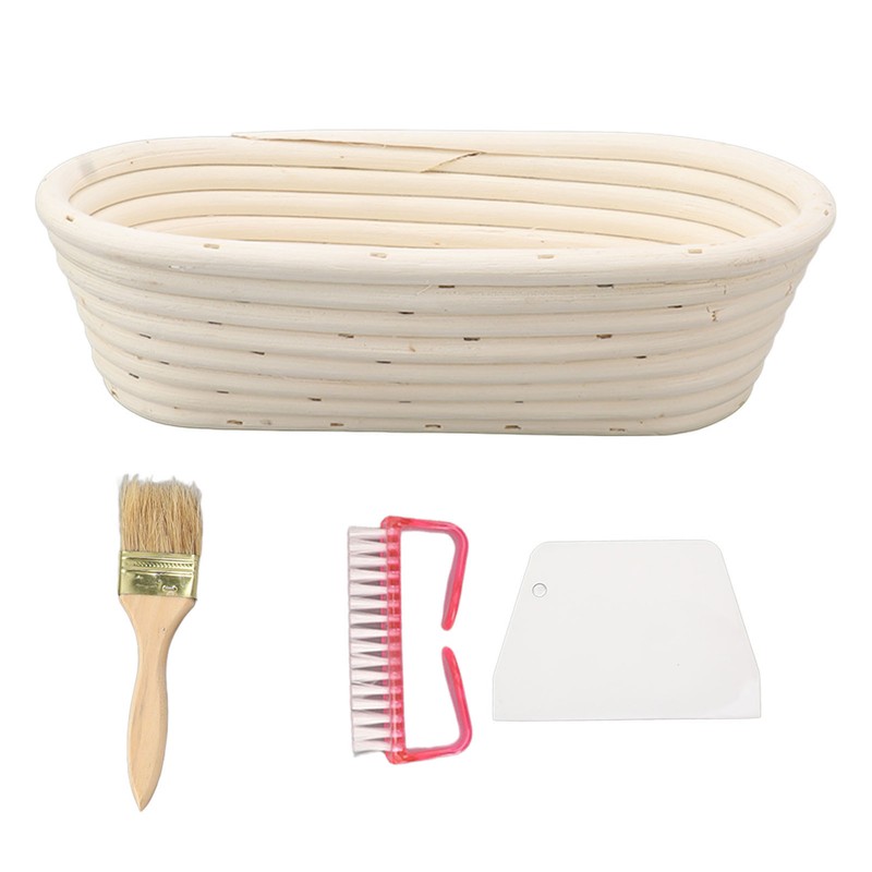 25cm Bread Proofing Basket Set Oval Natural Rattan Sourdough Proofing