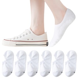 JORMATT 6 Pairs No Show Socks Women Cotton Low Cut Short Socks with Grips Flat Boat Liner Socks Non Slip, Women Shoe Size 5-8
