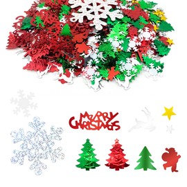 Qiuyan 50g Christmas Confetti Table Confetti 10 Design Santa Claus Reindeer Stars for Christmas Decorations