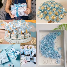 Cinta de satén azul claro de 1 1/2 pulgadas x 25 yardas de ancho, cinta azul para envolver regalos, ramo de flores, accesorios de boda, fiesta, invitación para hacer lazos, cestas de regalo