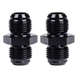 VehiMata 6AN Male to 6AN Male Flare Union Coupler Fuel Hose Oil Connector Fitting Adapter Straight Aluminum Black 2PCS