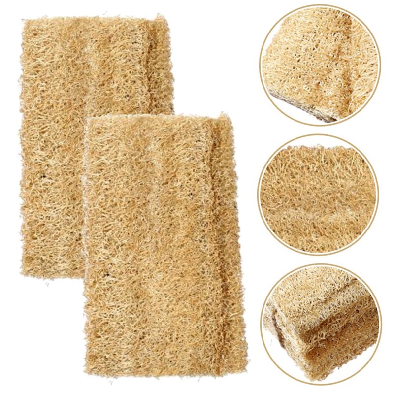 SHOWERORO 3pcs Natural Loofah Dish Washing Sponge Kitchen Scrubber for