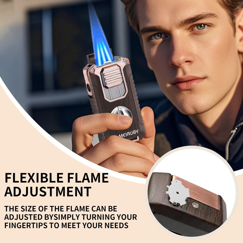 MEIRUBY 5-in-1 Butane Torch Lighter, Refillable Jet Flame Cigar Lighter