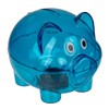 Blue Small Clear Plastic Piggy Bank 10cm x 8cm x