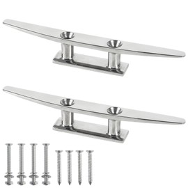 ORLANG 10 Inch 316 Stainless Steel Boat Cleats, Open Base Dock Cleats with Installation Accessories Screws, Boat Dock Cleats Rope Cleat for Boat Docks, Decks or Nautical Decor (2 Pack)