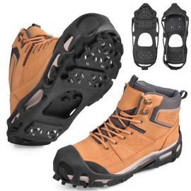 Calzado de tracción para nieve y hielo, crampones antideslizantes, zapatos de nieve, tacos para caminar sobre nieve y hielo, botas de invierno para caminar, para hombres y mujeres, senderismo, trotar (28 crampones de acero, Szie L)