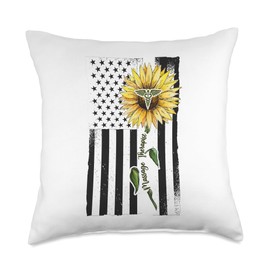 Massage Therapist Patriotic Sunflower Usa American Flag Throw Pillow